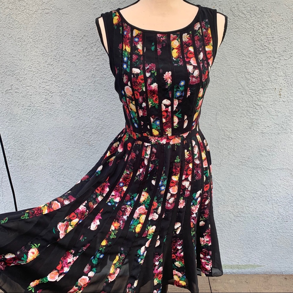 Adrianna Papell spliced floral fit and flare dress